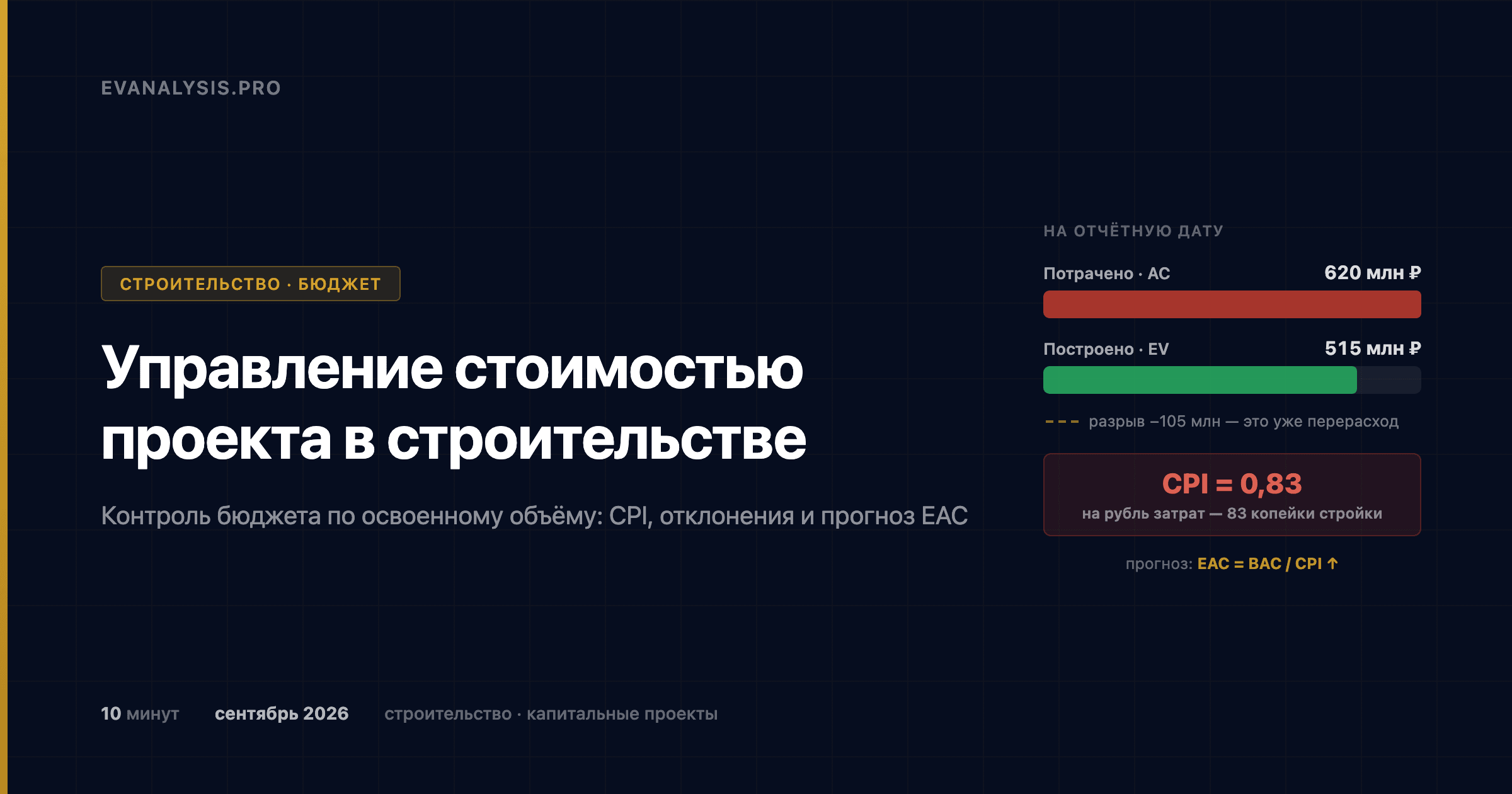 Управление стоимостью проекта в строительстве: методы контроля, отклонения и прогноз бюджета